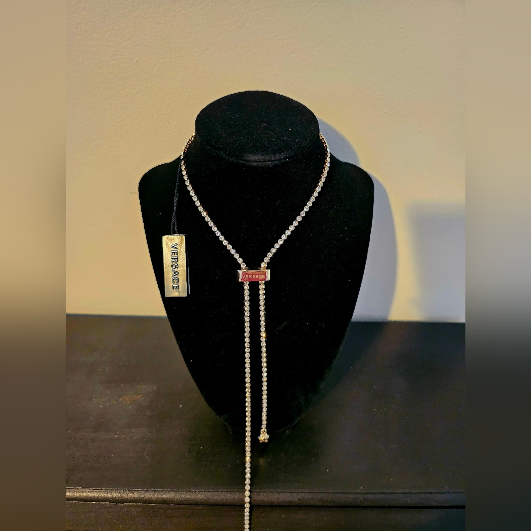 Versace Medusa Lock Lariat Necklace Made In Italy